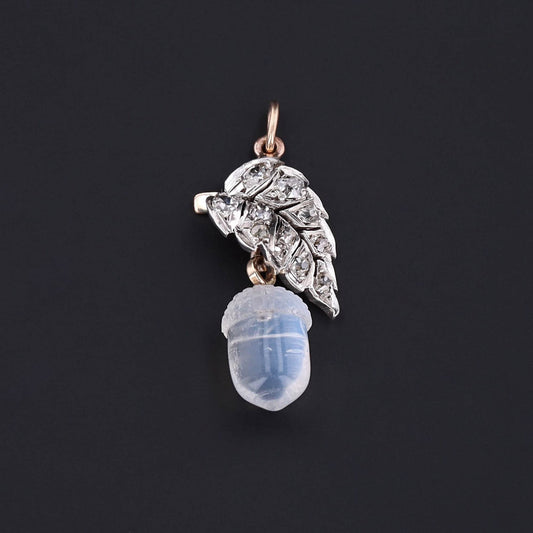 Acorn Pendant |  14k Gold, Silver, Moonstone & Diamond Pendant