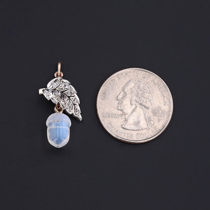 Acorn Pendant |  14k Gold, Silver, Moonstone & Diamond Pendant