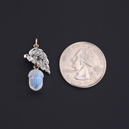 Acorn Pendant |  14k Gold, Silver, Moonstone & Diamond Pendant