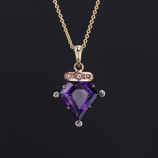 Antique Amethyst Conversion Pendant of 14k Gold
