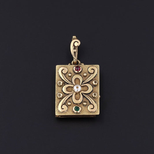 Antique Book Locket of 14k Gold