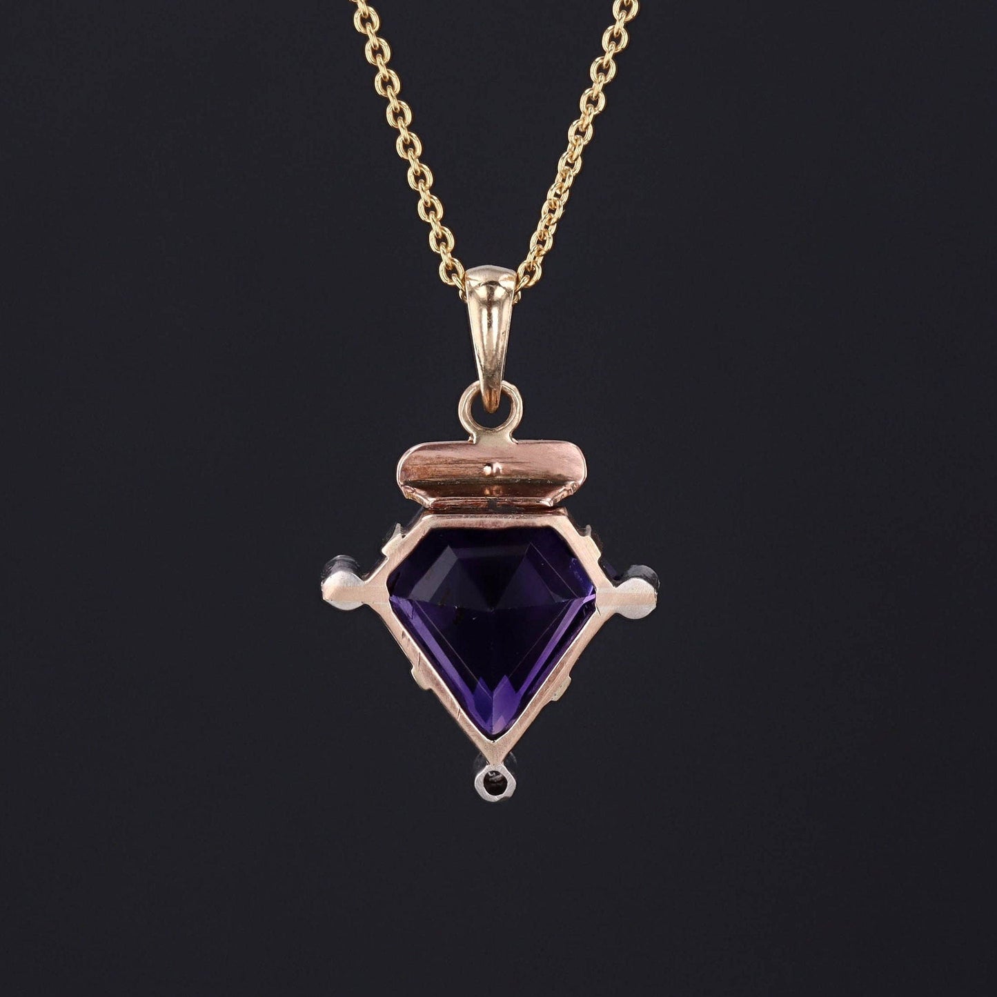 Antique Amethyst Conversion Pendant of 14k Gold