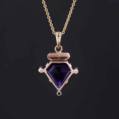 Antique Amethyst Conversion Pendant of 14k Gold