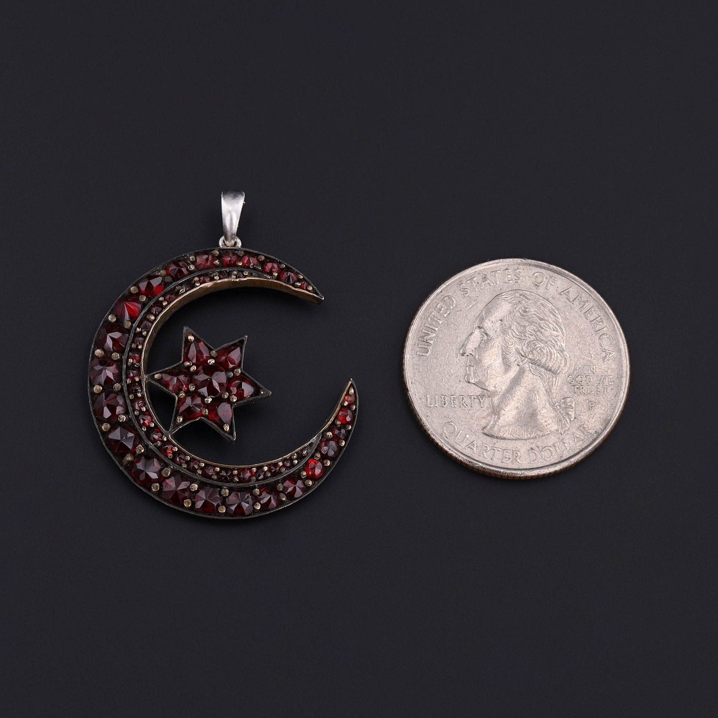 Antique Bohemian Garnet Pin Conversion Pendant
