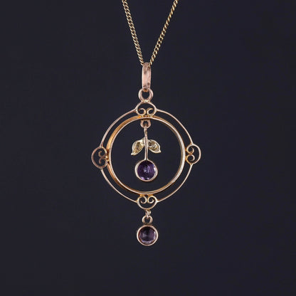 Antique Amethyst and Purple Glass Pendant of 9ct Gold