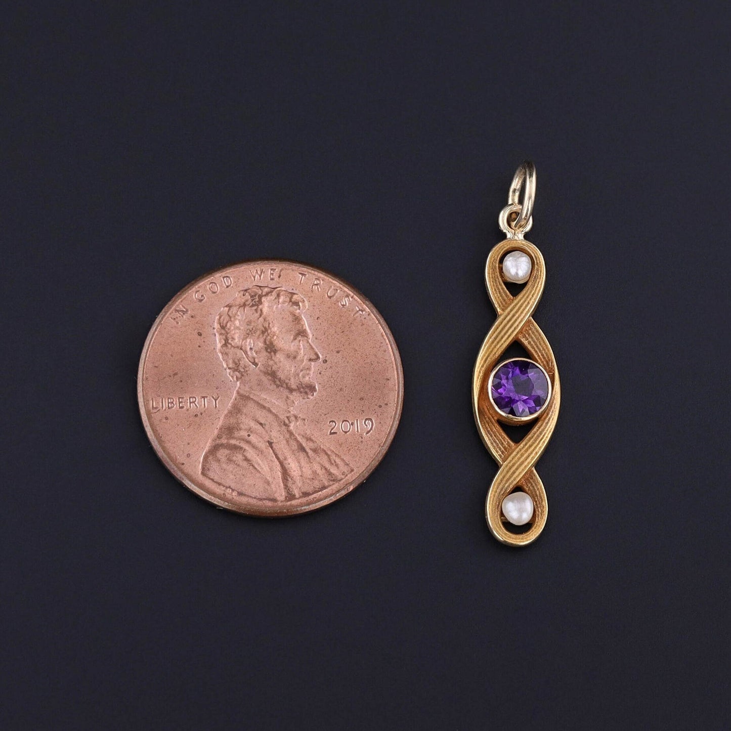 Antique Amethyst and Pearl Conversion Pendant of 10k Gold