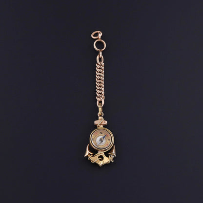 Antique Anchor Compass Pendant of 12ct Gold