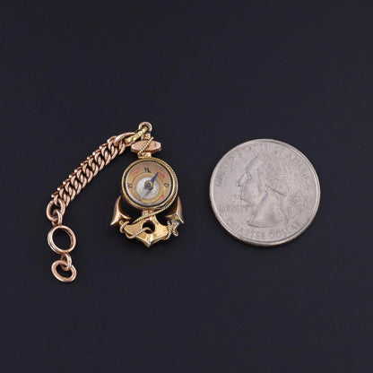 Antique Anchor Compass Pendant of 12ct Gold
